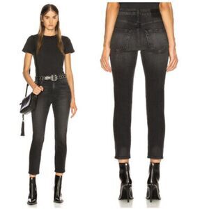 AMO Jeans Womens Size 26 Washed Black High Rise Stix Crop Straight Leg Denim